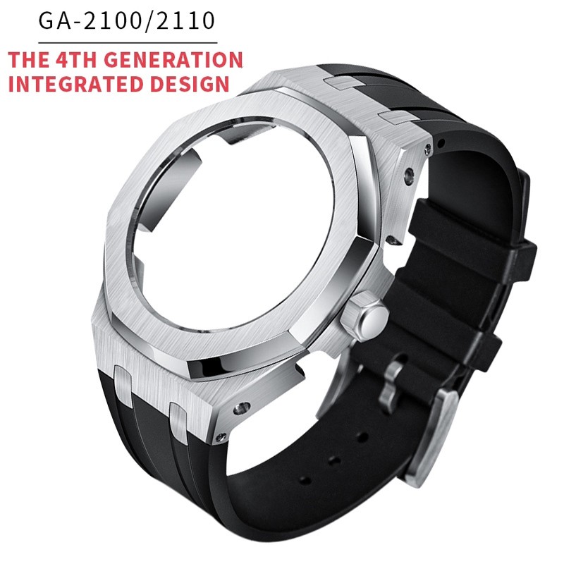 GA2100 New 4th Generation Refurbished Fluorine Rubber Watch Band Metal Bezel GA-2100 GA-2110 316 Stainless Steel With Tool Screws