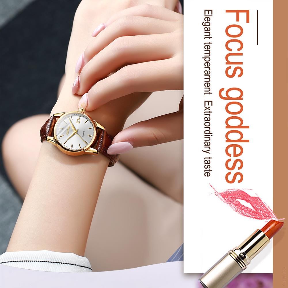 OLEVS-Women's Quartz Watches Casual Fashion Brown Leather Luminous Water Resistant Ladies Wrist Watch