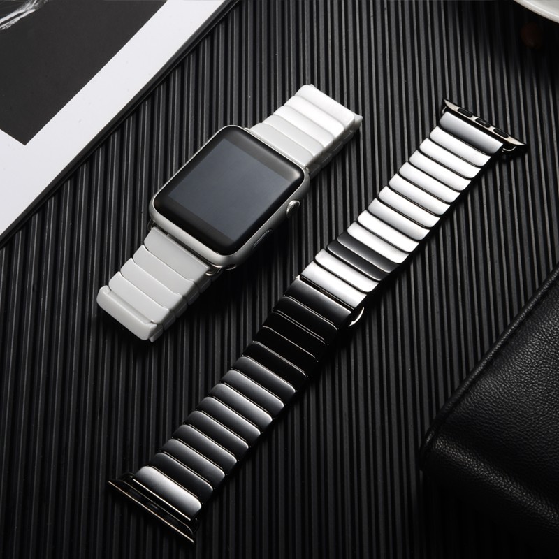 Square+Ceramic Strap for Apple Watch Band 44mm 40mm 42/38mm Butterfly Buckle Watchband Link Bracelet iwatch serie 5 4 3 Se 6 7 45mm