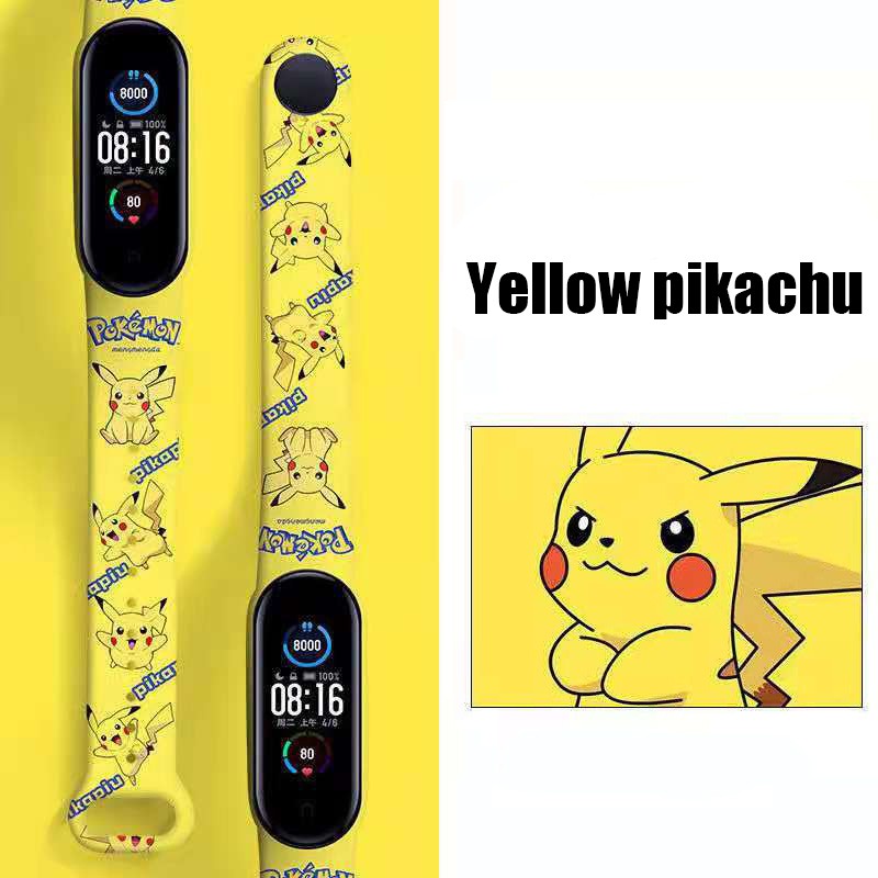 Pokemon Suitable for Mi Band 3/4/5/6 Wristband Copy Strap Cute Print Pikachu Silicone Sports Watch Replacement Wristband