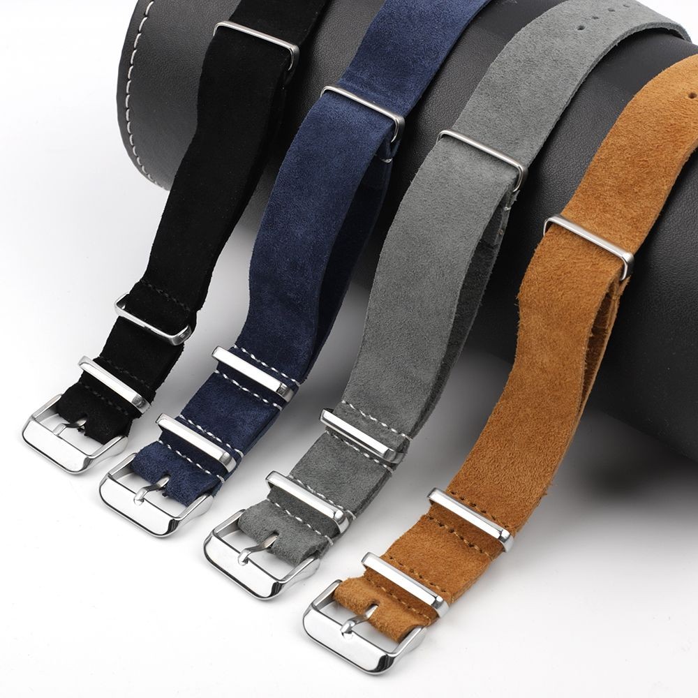 18mm 20mm 22mm 24mm Soft Suede Leather Watchband NATO Genuine Leather Strap Watch Strap Wrist Band Watch Accessoeies