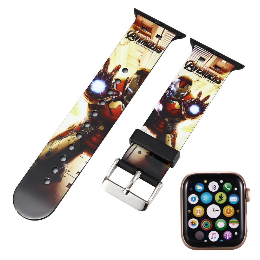 Marvel Apple Watch Strap Spiderman Iron Man Men's Watches Spare Parts Silicone Replacement Watch Strap 38mm 40mm 42mm 44mm