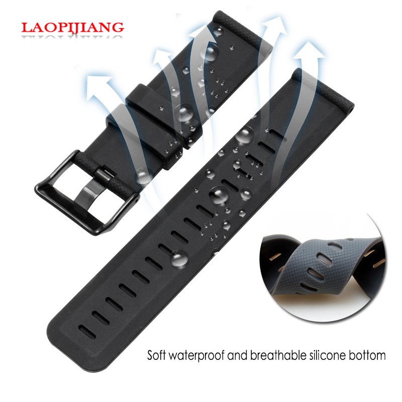 High quality waterproof rubber watchband fit suunto TRAVERSE Alpha series watch 24mm silicone straps with stainless steel clasp