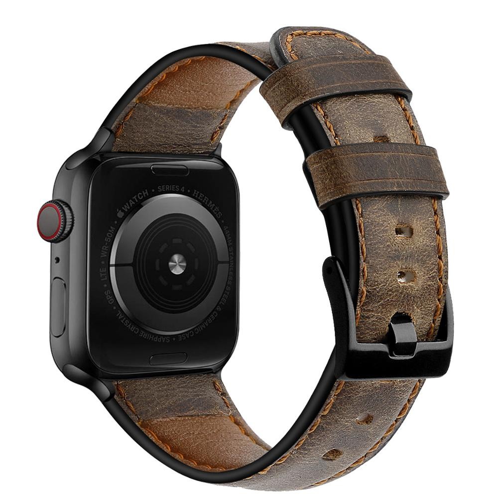 Retro cowhide leather strap for apple watch 7 44mm 40mm 41mm 45mm iwatch strap bracelet correa apple watch series 7 6 5 4 3 2 se band