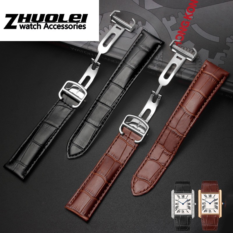 Genuine leather watch strap, high quality, black, brown, with folding tank buckle, 16 17 18 20 22 23 24 25 mm straps