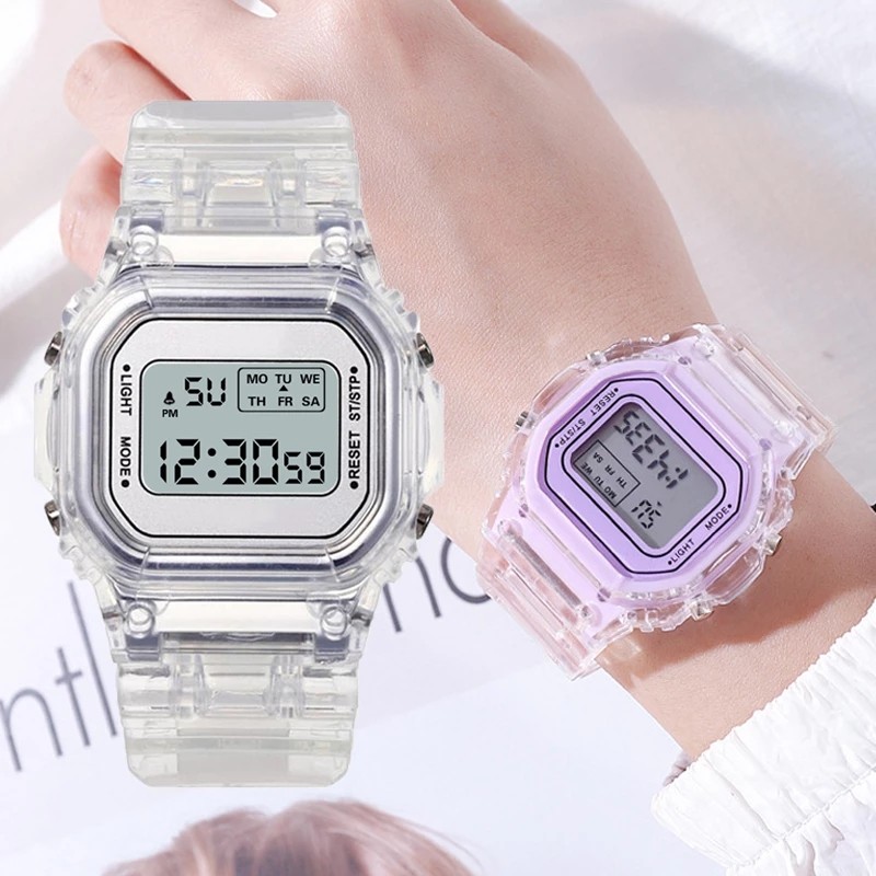 Transparent Digital Watch Square Women Electronic Sports Watches Wristwatch Clock Reloj Mujer Watches Dropshipping