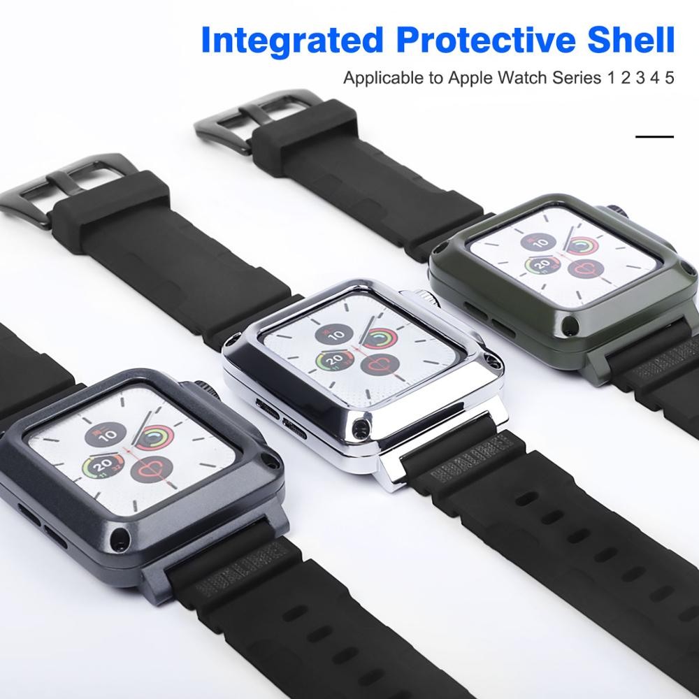 Metal All-round Protective Shell For iwatch SE 6 5 4 40mm 44mm Men Metallic Case + Band For Apple Watch 3 2 1 38mm 42mm Case