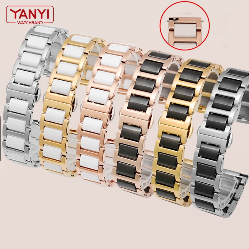 ceramic bracelet in stainless steel watchband 12 13 14 15 16 17 18 20 22mm watch strap women man fashion wrist band