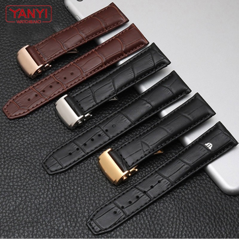 Genuine leather watch strap 20mm 22mm for Maurice Lacroix watchband folding buckle leisure business cowhide bracelet