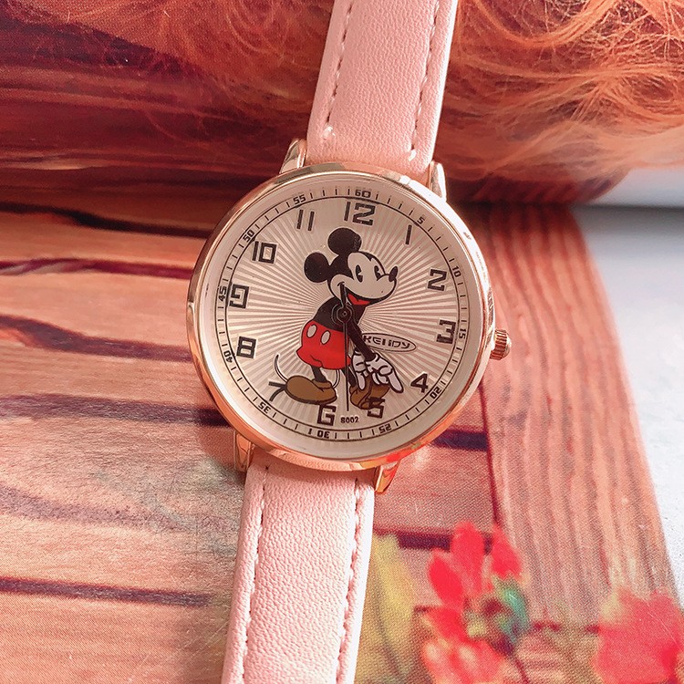 Disney Mickey Korean version fashion simplicity animation PU strap quartz watch Mickey Mouse children's watch boy girl