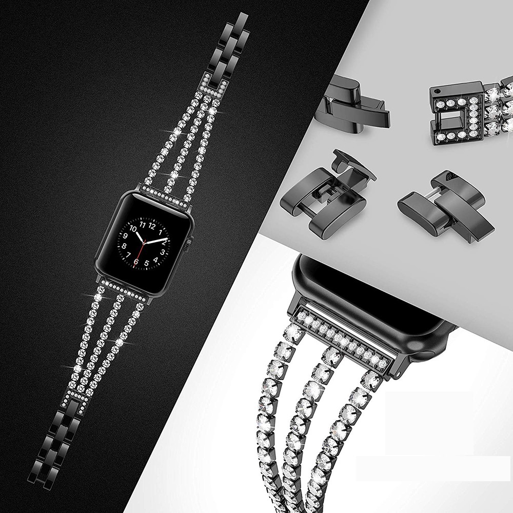 Luxury Chain with Diamond Replacement Strap for Apple Watch 7 6 SE 5 4 Band 44mm 40mm Wrist Bracelet Band for iWatch 3 42mm 38mm