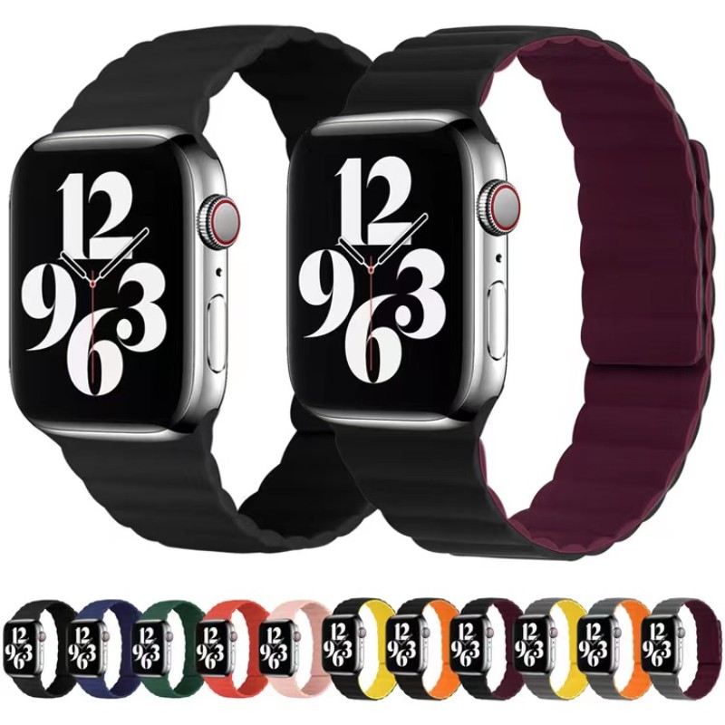 Magnetic Silicone Strap for Apple Watch Band 44mm 40mm Series 7 6 5 4 SE Replacement Bracelet Wristband for iwatch 3 2 42mm 38mm