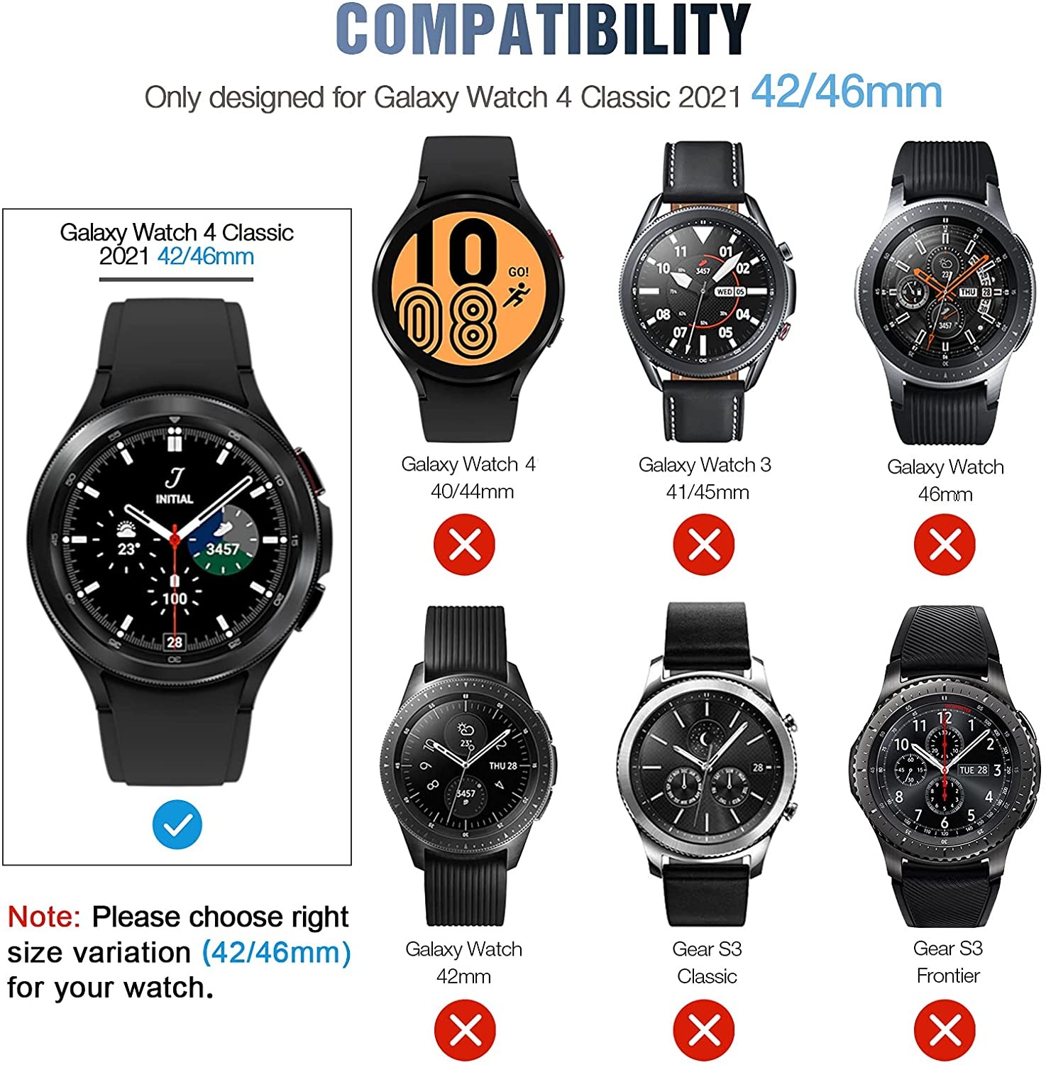 2 pack tempered glass protective film and 2 pack tpu watch cover accessories bumper set for Samsung Galaxy Watch4 classic 46/42