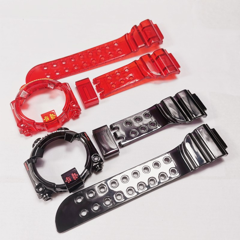 DW8200 Watchband Ice Bezel Transparent Watchband and Cover Customize Colorful Silicone Bracelet Replacement for DW8200 with Tools