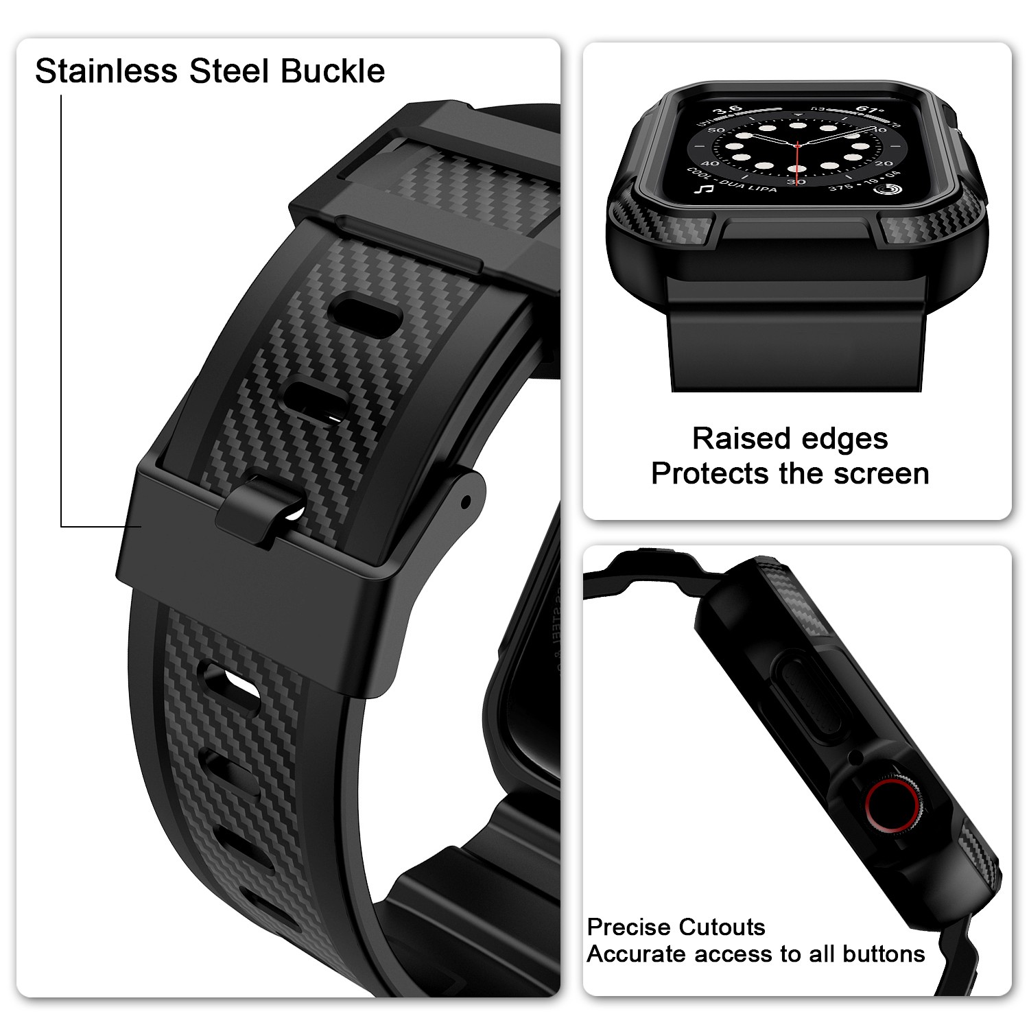 Rugged Armor Pro Designed 44 42mm Strap for Apple Watch Band Strap with Case for Iwatch 44mm 42mm Series 6 SE 5 4