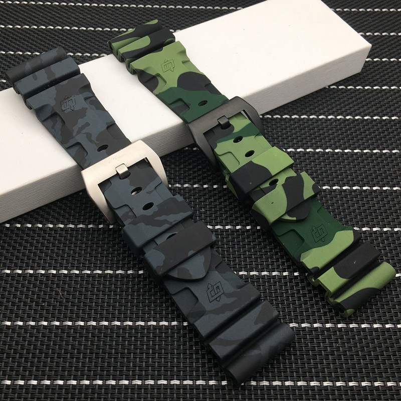 24mm 26mm Camouflage Colorful Silicone Rubber Watch Band Replacement for Panerai Strap Watch Band Waterproof Watchband Free Tools