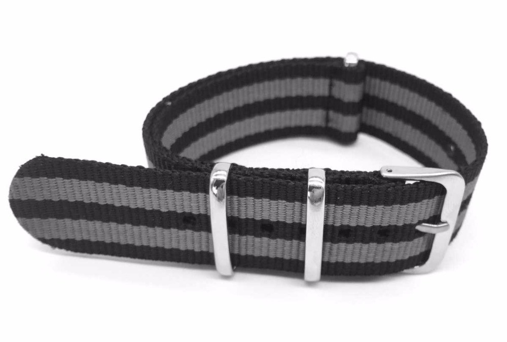 James Bond 007 20mm 22mm NATO Strap Watch Band Men Silver Pin Buckle Canvas Watch Strap