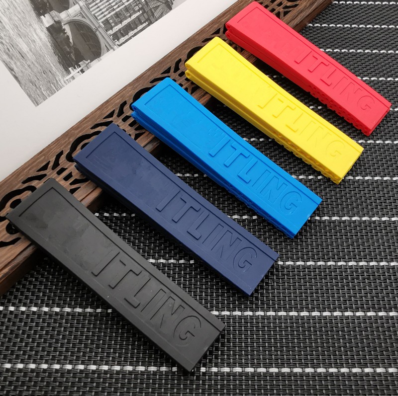 silicone rubber watch band 22mm 24mm black yellow red blue watchband bracelet for navitimer/avenger/breitling toss strap