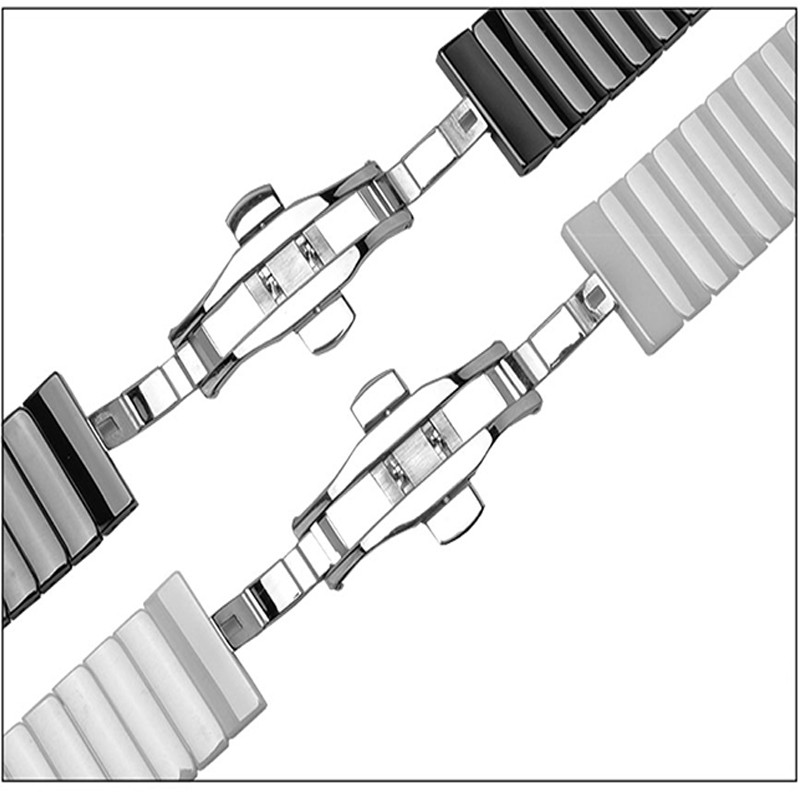 السيراميك مربط الساعة 18 20 22 مللي متر أسود أبيض معصمه استبدال حزام للرجال والنساء ووتش سلسلة سريعة الإصدار