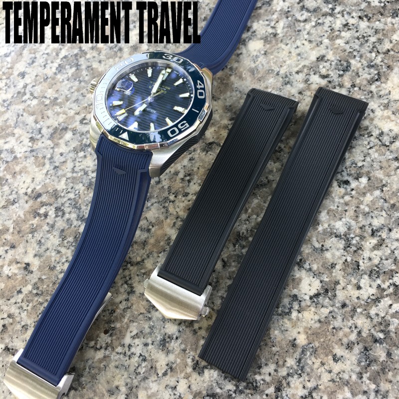 20mm 22mm Rubber Silicone Watch Strap Waterproof Bracelet Watchband For Tag Heuer AQUARACER 300 WAY201B Caliber 5 Accessories