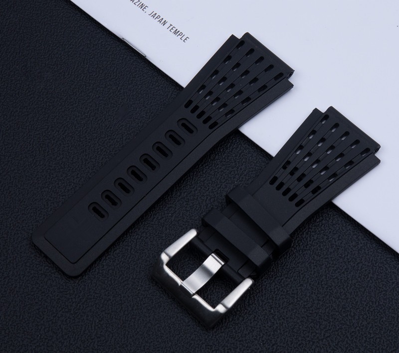 Brand Quality Soft Dustproof 34mm*24mm Black Silicone Rubber Watchband for Bell Watch Strap Ross BR01 BR03 Bracelet Strap