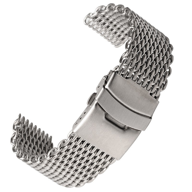 Samsung - Milanese Loop Watch Band, Stainless Steel Mesh, Woven, 18 20 22 24mm, Double Button, Solid Watch Strap