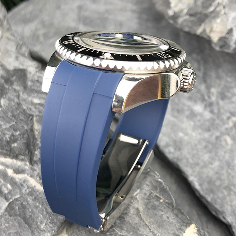 21mm High Quality Rubber Silicone Watch Strap Replacement for Sea-Date Static Watches Gradient Blue Deep Sea Strap Free Tools