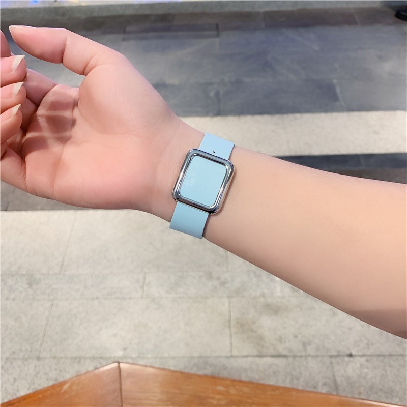 Modern Buckle Strap for Apple Watch Band 45mm 44mm 41mm/40m 42mm38mm Korea Silicone Bracelet iwatch Series 5 4 3 6 SE 7 Strap