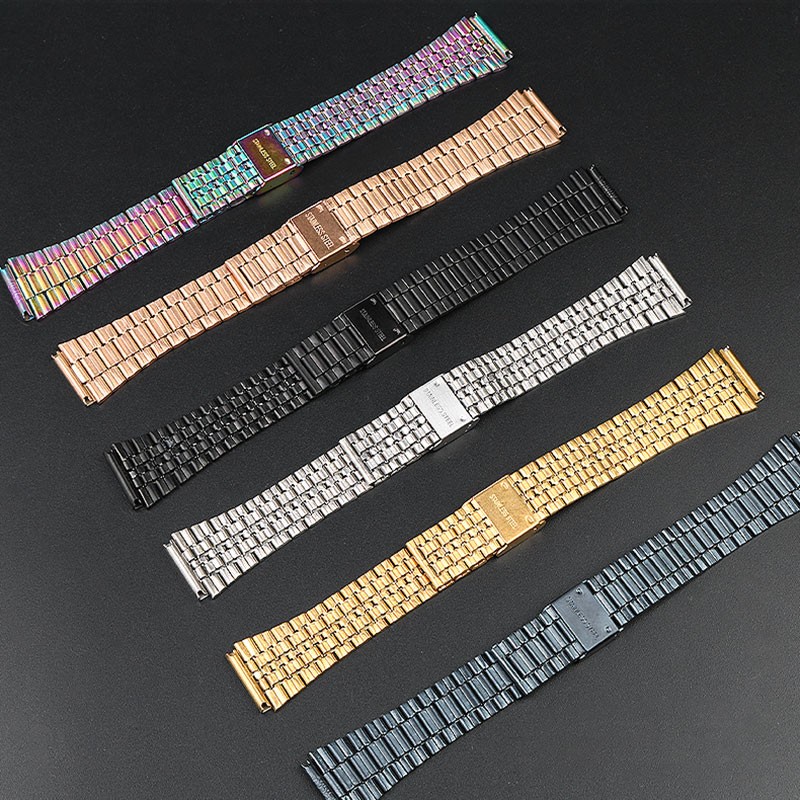 Vintage Small Square Metal Watchband For Casio a159w-n1 a158wa A168 Strap Stainless Steel Bracelet 18mm Wristband Accessories