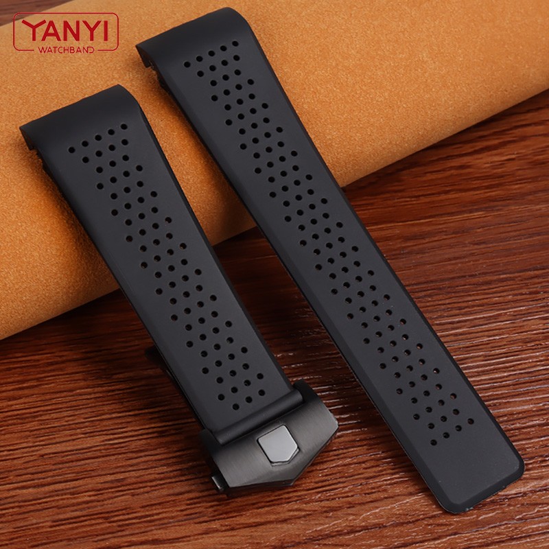 Curved end silicone rubber watch strap 24mm for tag ho-or watch accessories waterproof watchband wrist band bracelet