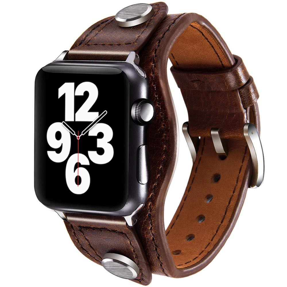 cuff bracelet for apple watch band 44mm 40mm leather watchband iWatch 42mm 38mm strap correas strap for series 6 se 5 4 3 7 45mm