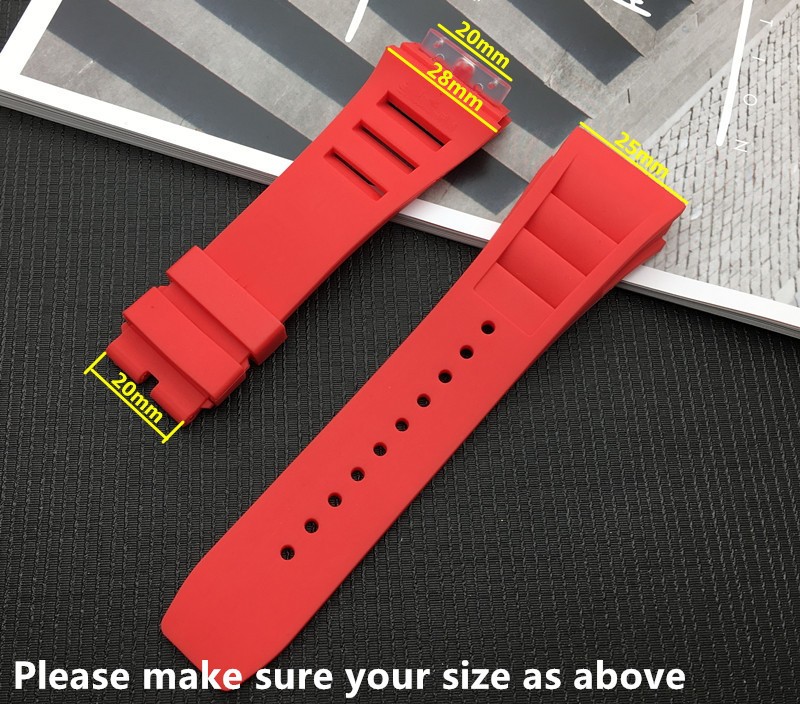 Top Quality Imported Nature Soft Silicone Rubber Black Watchband Watch Band For Mille Strap For Strap RM-011 For Richard Strap