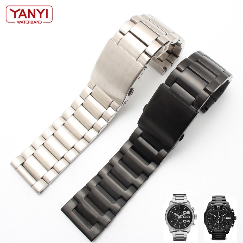 Plain End Stainless Steel Bracelet Solid Metal Watchband 22 24 26 28mm Watch Strap for Diesel DZ4209 DZ4215 DZ1844 Watches Band