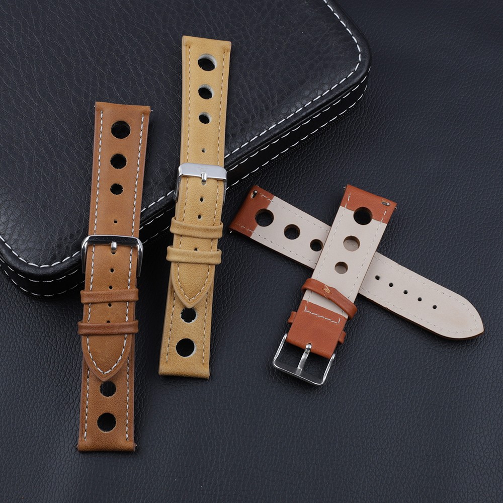 Onthelevel Leather Watchband 18mm 20mm 22mm 24mm Black Brown Coffee Racing Strap Handmade Stitching Quick Release Watch Strap