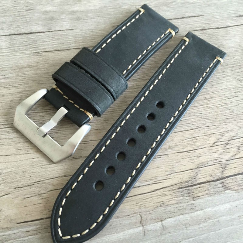 Genuine Leather Watch Band Strap 20mm 22mm 24mm 26mm Thick Men Watchbands Bracelet Strap with Metal Buckle for Panerai Watch