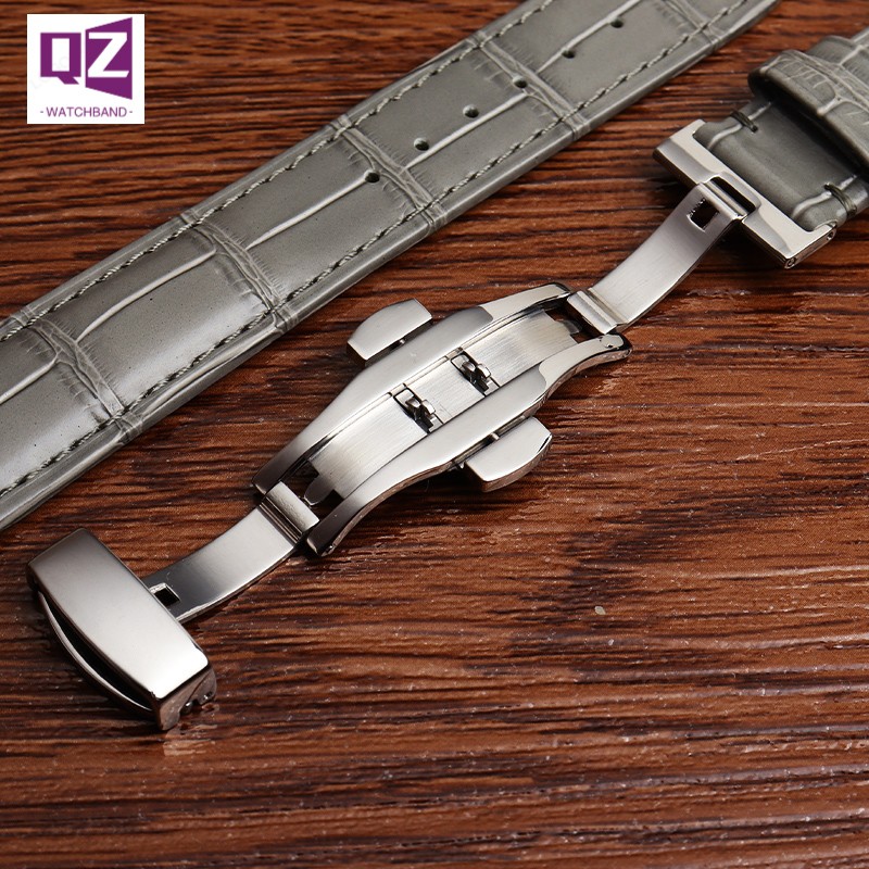 Gray Genuine Leather watchband 16mm 18mm 20mm 22mm Cowhide Watch Strap Gray Color Soft Bracelet Wrist Band Belts