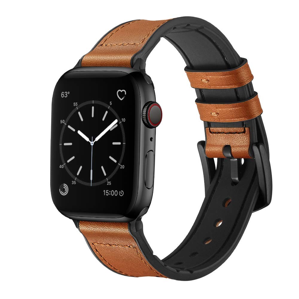 Silicone leather strap for apple watch, 44mm 40mm strap for iwatch 38mm 42mm, Apple watch series 6 5 4 3 SE 2 1 watch band