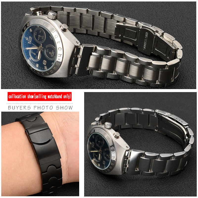 For Swatch Solid Core Metal Bracelet Concave Convex Watch Chain YCS YAS YGS Iron Men and Women Steel Ceramic Watchband