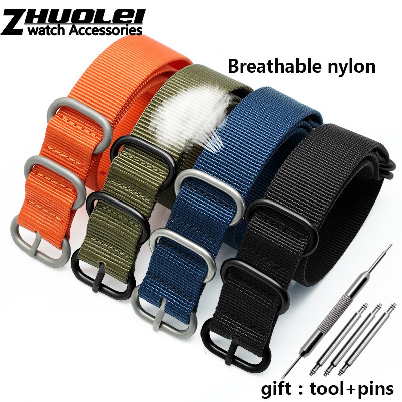 For NATO Zulu strap wholesale 18 color heavy duty nylon watchband 18mm 20mm 22mm 24mm rainbow stripe canvas replacement bracelet