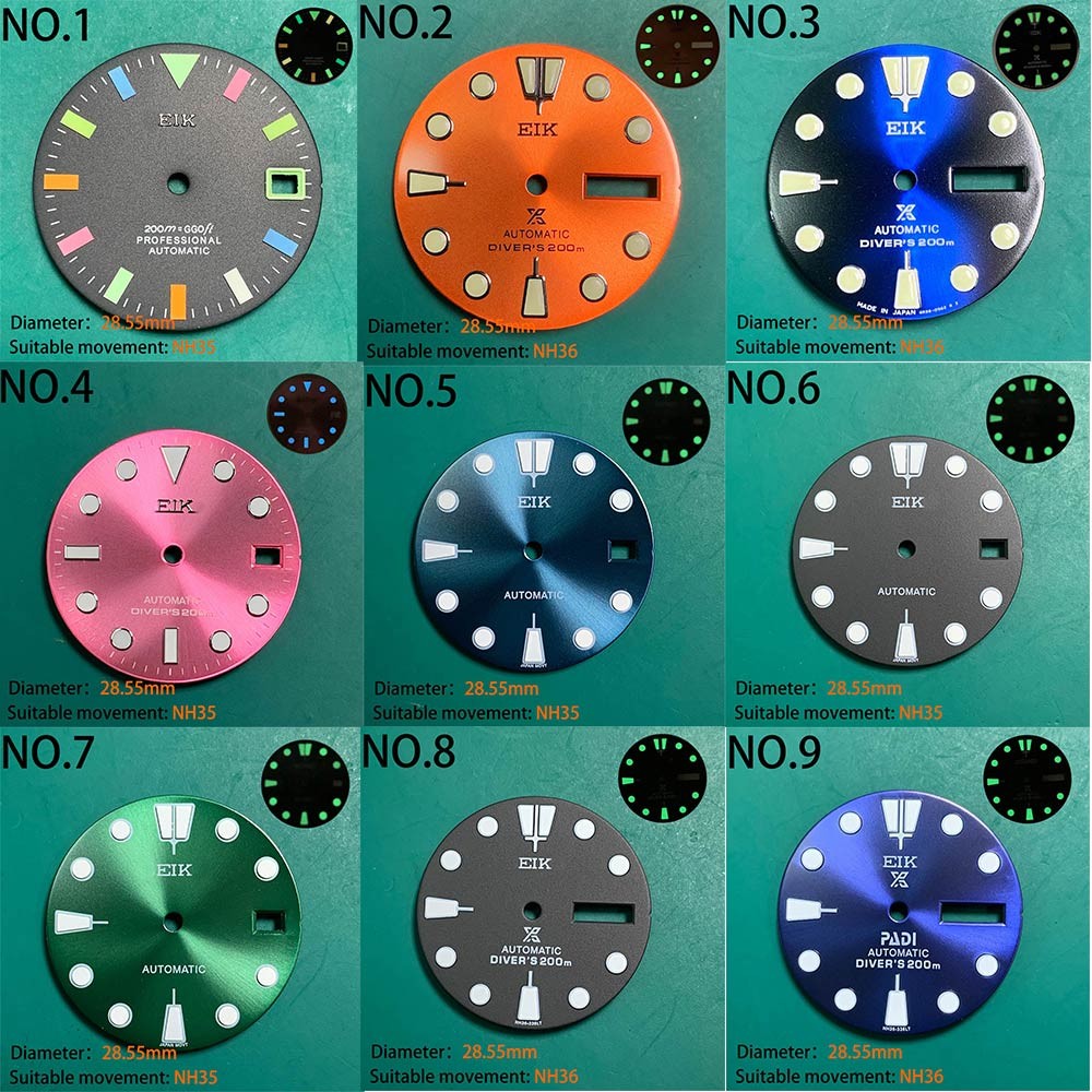 Nh35 watch double dial new C3 luminous modified craft watch skx007 SKX006 small millimeter 28.5mm abalone nh35 universal