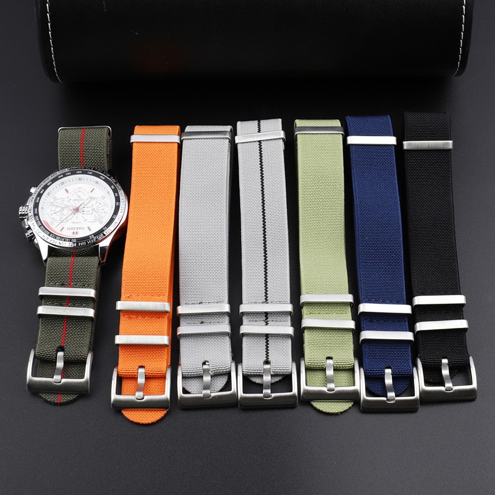 18mm 20mm 22mm French Forces Parachute Bag Watchband NATO Zulu Elastic Nylon Strap Watch Strap Military Bracelet Watch Band