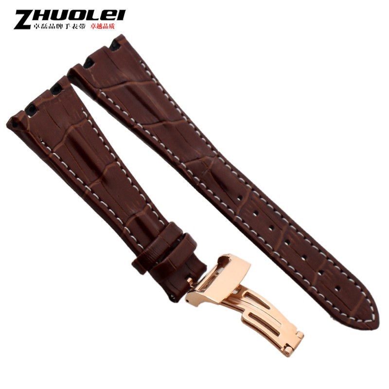 Watch Band for AP Straps 28mm Black | Blue 100% Genuine Leather Handmade Watch Band Strap with Steel Deploying Buckle Watchband