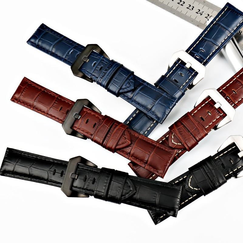 MAIKES Quality Genuine Leather Watch Strap 22mm 24mm 26mm Fashion Blue Watch Accessories Watchband for Panerai Watch Band