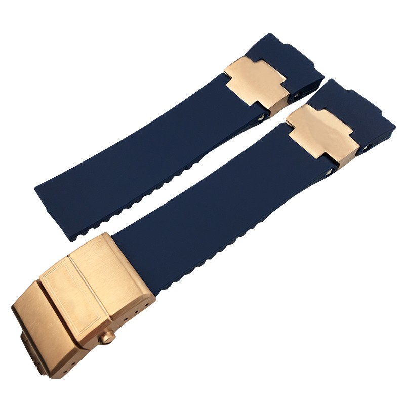 High quality rubber silicone watch band, two styles of design, foldable clasp, suitable for Ulysse Nardin watch, 22mm, 25mm