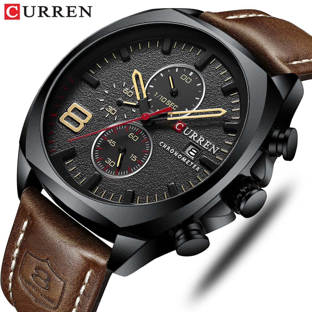 CURREN Fashion Business Men Leather Watches Analog Quartz Watch Men Sports Military Waterproof Dropshipping Male Wristwatch