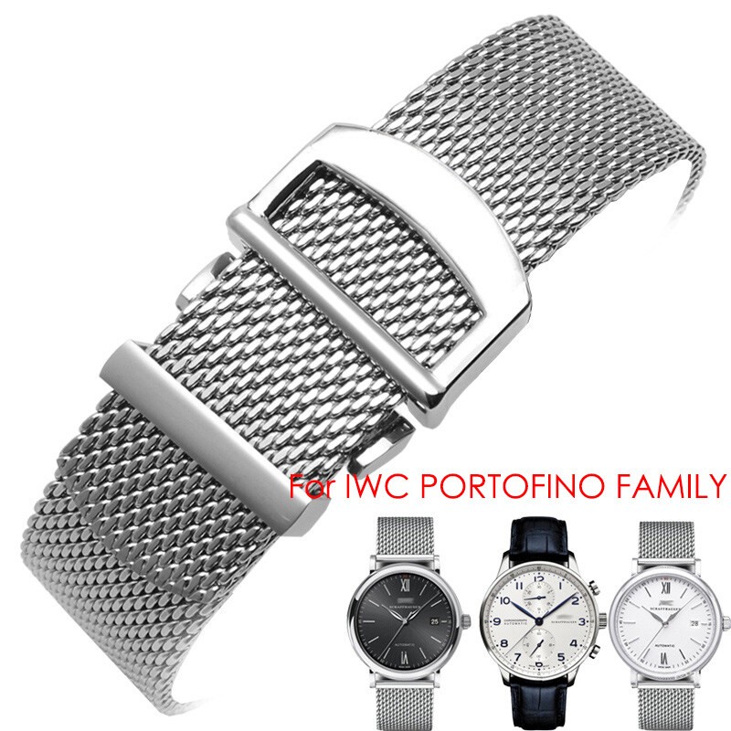 Milanese Stainless Steel Watch Band For IWC PORTUGIESER PORTUGIESER Metal Bracelet Watch Band Mesh Watch Band 20mm22mm Wristband Accessories