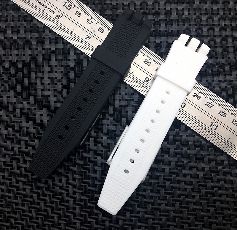 High Quality Black White Diving 20mm*24mm Silicone Rubber Watchband For Holder Rubber Watch Band Strap For Sarcasm Diving 200