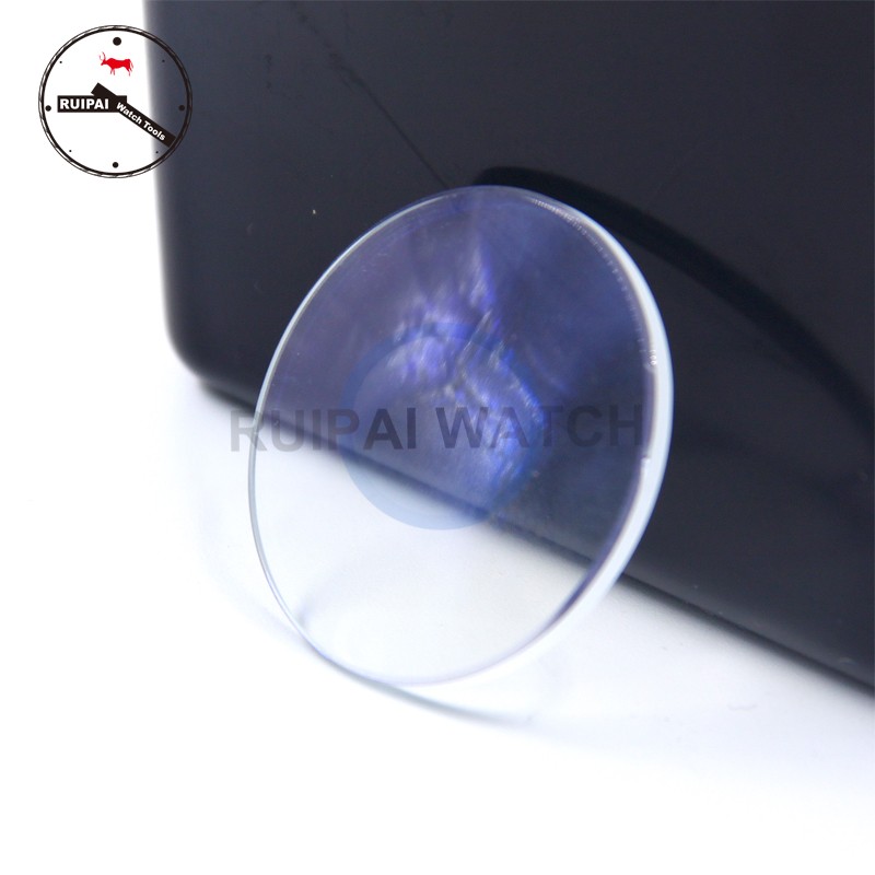 Light blue coated watch glass, double dome, 2.0mm thick, concave metal, watch spare parts