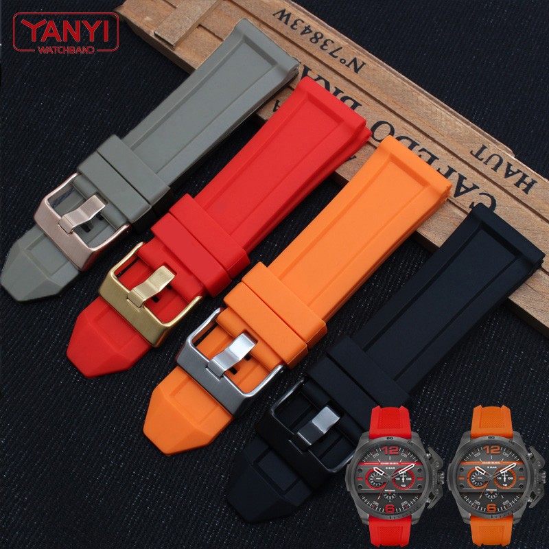 Silicone Rubber Bracelet Watch Band 26mm For Diesel DZ4496 DZ4427 DZ4487 DZ4323 DZ4318 DZ4305 Watchband Man Watches Strap