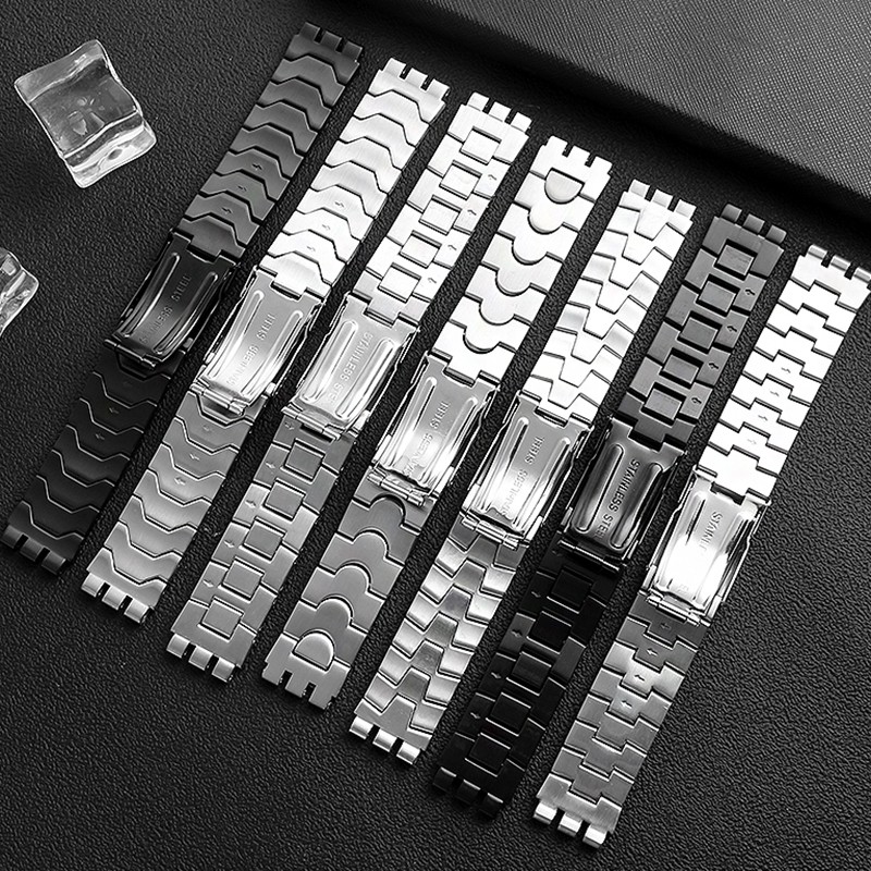 Fine Steel Watchband Double Convex Mouth For Swatch Watch YCS YAS YGS Iron Men And Women Steel Watch Strap 19mm Wristband